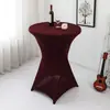 Capa de Mesa Alta Cor Sólida Transfronteiriça Toalha de Mesa para Banquete de Bar Capa de Mesa Redonda para Coquetel Toalha de Mesa Branca Elástica Resistente ao Desgaste