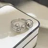 Anillo de Metal con Perlas Irregulares de Bola Diseño Estilo Coreano Sentido Ins Todo Fósforo Anillo Abierto de Dedo Plateado