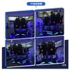 Un juego completo de equipo de simulador de carreras de tres pantallas, consola de videojuegos con detección de movimiento para conducir, sala de experiencias de RV, entretenimiento a gran escala.