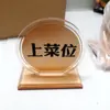 Placa de Número de Mesa Redonda Dourada, Placa de Assento em Forma de Leque, Placa de Número de Mesa de Serviço Vermelha e Preta, Número de Mesa Pré-definido