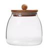 Tarro de Cristal Transparente Sellado para Cocina Tarro de Almacenamiento con Cuentas de Madera Tarro para Té Tarro para Café Doméstico Almacenamiento Redondo para Granos