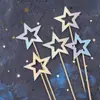 Decoración de Pastel Horneado Hueca Estrella Láser Estrella de Cinco Puntas Paquete de 5 Inserto para Pastel Decoración de Mesa para Fiesta de Postres