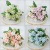 Flores Artificiales Estilo Primavera Bola de la Fortuna Decoración de Sala de Estar Mesa de Comedor Arreglo Floral Adorno de Mesa de Café Flor de Seda Hortensia Decoración Ramo