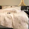 Estilo luxo leve conjunto de quatro peças de algodão puro de alta qualidade capa de edredom com bordado de alta qualidade lençol 100% algodão puro roupa de cama de algodão de fibra longa