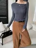 Sisann Otoño Nuevo Llegado Mezcla de Lana Estilo Francés Hombros Descubiertos Ajustado Suéter de Punto SN9301