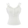 Camisola de Encaje Patchwork Estilo Puro Deseo Verano Nuevo Ajuste Delgado Top Corto para Mujer