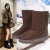 Botas de Neve para Caminhada ao Ar Livre Botas Altas com Pelo Integrado 2025 Inverno Botas Curtas Quentes com Forro de Lã Sapatos de Algodão para Neve de Uma Perna