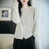 Elegante y duradero top de lentejuelas con cuello redondo, diseño simple y elegante, ligero y transpirable, perfecto para el atuendo de trabajo de otoño e invierno para mujer.