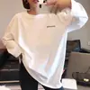 Camiseta de algodón pesado de manga larga para niñas, holgada, nueva, para primavera y otoño, camiseta interior, para estudiantes, todo vale, top negro, ropa de moda ins
