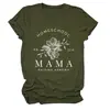 Camiseta Casual Europeia e Americana Homeschool Pr 22 6 Mama Transfronteiriça Verão Gola Redonda Manga Curta Tops Prontos para Mulheres