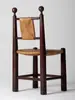 Silla de Comedor Vintage de Madera Maciza y Ratán Tejido, Silla Retro de Ratán de Paja para el Hogar, Casa de Huéspedes Sencilla, Cafetería, Silla de Ratán de Ocio con Respaldo