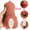 Espíritu de Zorro Canal de Tres Agujeros Color Café Moldeado por Inyección Taza de Avión Masturbación Masculina Juguete Sexual para Adultos Dispositivo de Sexo Oral