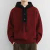 Nuevo suéter de punto con capucha para otoño e invierno para hombres y parejas, cuello Henry de bloques de color, chaqueta estilo old money, venta al por mayor de fábrica transfronteriza