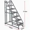 Escalera de Mano Industrial, Escalera Móvil Engrosada con Ruedas, Peldaños de Escalera para Hogar, Almacén, Taller Exterior, Plataforma de Tres Peldaños