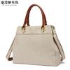 Bolsa feminina casual bolsa de lona impermeável bolsa crossbody com primeira camada de couro genuíno bolsa de ombro de cor sólida transbordando