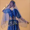Diadema de Velos de Danza India para Adultos Pañuelo de Cabeza para Danza del Vientre Velo de Malla Tocado para Disfraz de Espectáculo Borla