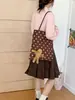 Bolsa Tote Suede Poá Preguiçosa Estilo Coreano para Mulheres Retro Outono/Inverno Versátil Grande Capacidade Leve para o Dia a Dia Bolsa de Ombro Único