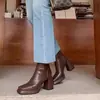 Botas Retro Cuadradas de Gama Alta Versátiles Cómodas Delgadas para Mujer 2025 Otoño Moda Casual Simple Francesa Botines Cortos