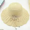 Sombrero de Punto para Mujer con Borde Ondulado, Ala Ancha y Diseño Floral para Primavera y Verano, Sombrero de Sol con Protección Solar, Sombrero de Sol Transpirable, Sombrero de Playa a la Moda