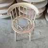 Silla Windsor simple de madera maciza, silla de comedor nórdica de ratán natural vintage con respaldo, sillón de princesa para ocio en el balcón, maquillaje