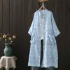 Vestido Floral de Verão 2026 para Mulheres, Manga Três Quartos, Caimento Solto, Emagrecedor, Vestido Cardigã Versátil, Vestido de Gaze de Algodão de Comprimento Médio
