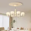 Lustre para Sala de Estar Estilo Medieval Novo Francês Creme Restaurante Quarto Lustre Retrô Pacote Completo para Toda a Casa Combinação Lâmpada de Decoração para Casa