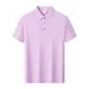 Camisa Polo de cor sólida nova de secagem rápida para o verão com estampa de logotipo, gola de lapela, manga curta, roupa de trabalho, vestuário masculino com texto estampado, feminino branco