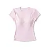 Top de Verano de Manga Corta con Almohadillas Redondas Sexy para Pecho, Estilo 'Hot Girl', Delgado, de Tencel Lyocell, Camiseta Corta