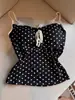 Camisole feminina ousada com retalhos de renda e bolinhas, com sutiã embutido, modeladora e que valoriza a silhueta, estilo puro e sensual, top sem mangas para mulheres, verão