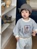 Conjunto de Moletom Listrado e Calça de Moletom Infantil Duas Peças Bebê 2026 Outono Novo Estilo Coreano Roupas Infantis Terno de Outono para Meninos