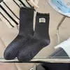 Calcetines de otoño e invierno a media pantorrilla con etiqueta de tela a rayas con volantes para mujer, calcetines apilados retro coreanos, calcetines de algodón para mujer, venta al por mayor para tiendas de Instagram