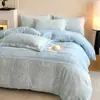 Juego de Ropa de Cama Personalizado de Lujo Ligero de Piel de Conejo, Terciopelo Burnout, Terciopelo de Leche, Juego de Cuatro Piezas para el Hogar, Juego de Cuatro Piezas Engrosado de Invierno con Más Terciopelo