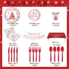 Nuevo Partido de Navidad Año Nuevo Tema Vajilla Plato de Papel Rojo Vaso de Papel Servilleta Vajilla de Fiesta Árbol de Navidad