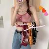 Nuevo Camisola de Cuadros Ropa Interior de Mujer Estilo Hyuna Corta Ombliguera Tejida Camiseta Base Top Negro Talla Única