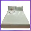 Conjunto de Lençóis de Seda Gelada Jacquard de Feijão de Gelo Classe A Conjunto de Três Peças Tapete Macio Lavável à Máquina Tapete para Ar Condicionado Atacado