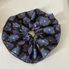 Scrunchie Azul Elegante de Alta Qualidade Coreano com Estampa de Café Elástico para Cabelo Acessório de Cabelo