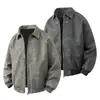 2026 Nueva Chaqueta de Cuero Mate Tie-Dye de Otoño/Invierno Transfronteriza para Hombre de Corte Holgado con Cuello de Solapa Talla Grande Moda Casual Abrigo Cárdigan