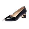 Zapatos de vestir de tacón medio y bajo con punta fina y elegante para comercio exterior transfronterizo, zapatos de mujer estilo francés, zapatos de tacón alto versátiles de tacón grueso para mujer