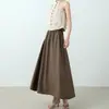 Saia de terno feminina de verão 2026 novo estilo, saia midi casual de cintura alta de perna larga com design de guarda-chuva em A com drapeado