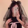 Velo Negro, Novia Fantasma Oscura de Halloween, Tocado con Lazo, Disfraz Divertido, Accesorios para el Cabello, Accesorios para Fotos