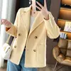 Abrigo Corto de Lana para Mujer para Otoño e Invierno, Ropa Exterior Holgada Petite, Abrigo de Lana con Cuello Blazer Fuera de Temporada, Moda Femenina de Moda