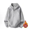 Sudadera con Media Cremallera para Hombre Otoño/Invierno Adolescente Americana Holgada Conjunto de Terciopelo Completo Conjunto Completo OOTD Atuendo
