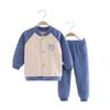 Ropa para niños, otoño e invierno, ropa de bebé, terciopelo de nieve, cárdigan para bebés, niños y niñas, conjunto de ropa interior de terciopelo cálido de dos piezas