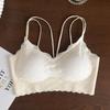 Sujetador Bandeau de Encaje con Doble Tirante Cruzado, Femenino, Cómodo, Transpirable, Sujetador sin Tirantes, Push-Up, Sin Aros, Estilo Sexy
