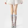 Sapatos e meias: Meias de Renda Estilo Miu para Mulheres, Estilo Fino de Verão, Meias de Renda com Laço Coração Lolita