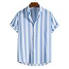 2023 nova camisa xadrez listrado spot criativo 3D impressão digital camisa manga curta viagem férias marca de moda masculina