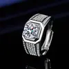 Transmissão ao Vivo Transfronteiriça Mais Vendidos Anéis Masculinos Cheios de Diamantes, Anéis Masculinos Modernos de Luxo Leve, Anéis de Diamante de Moissanita Imitação, Anéis Abertos, Acessórios