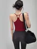 Camisole sexy americana com bojo grosso para mulheres, peça externa de verão, regata sexy sem mangas justa com decote U