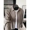 Camisa de Otoño para Hombre Estilo Retro Americano con Cuello y Rayas Verticales, Camisa de Alta Gama con Cuello y Rayas Verticales para Hombres Adolescentes