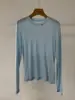 Camiseta com Toque de Pele Macia NudeLyocell, Seda, Lã Gola Redonda Manga Longa Camisa Base para Mulheres, 26 Outono Cor Sólida Top